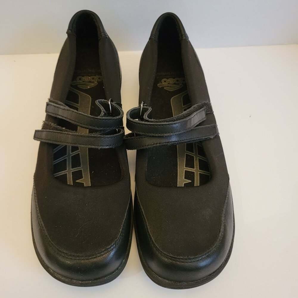 Abeo Womens Black Mary Jane Shoes With Velcro Straps Size 8